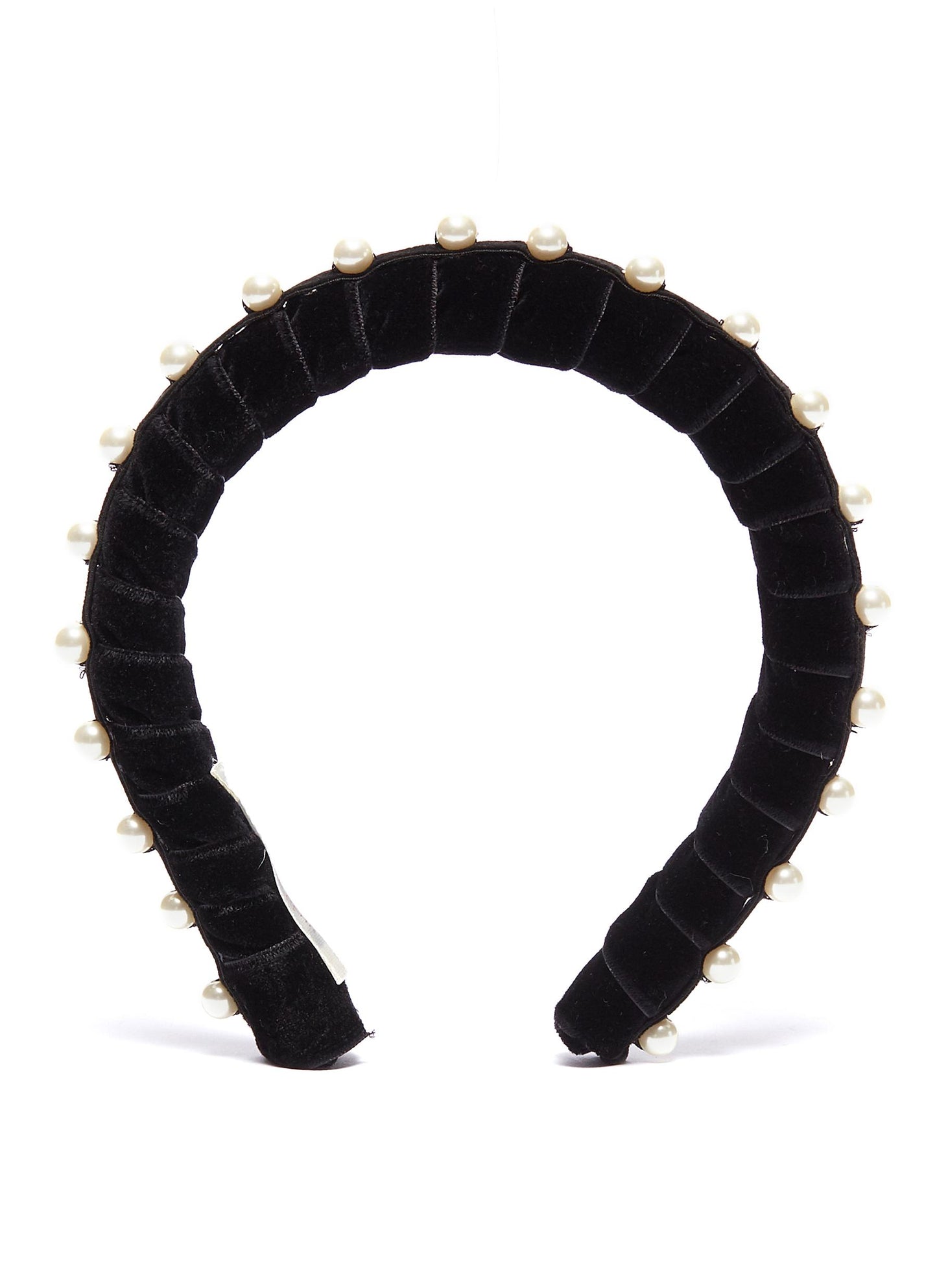 Mathilda' Swarovski pearl velvet headband - Jennifer Behr - Black