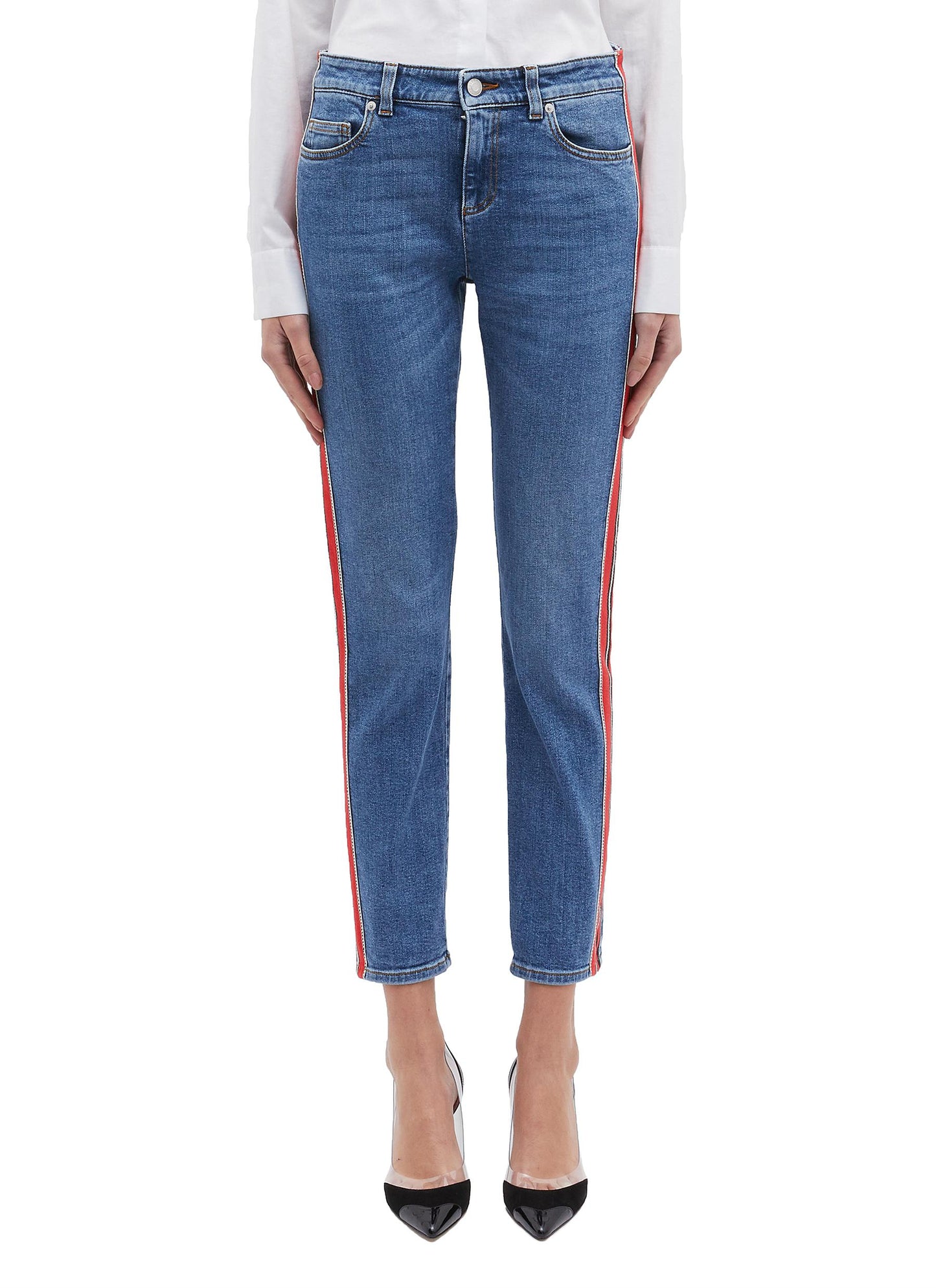 Stripe outseam skinny jeans - Alexander McQueen - Blue