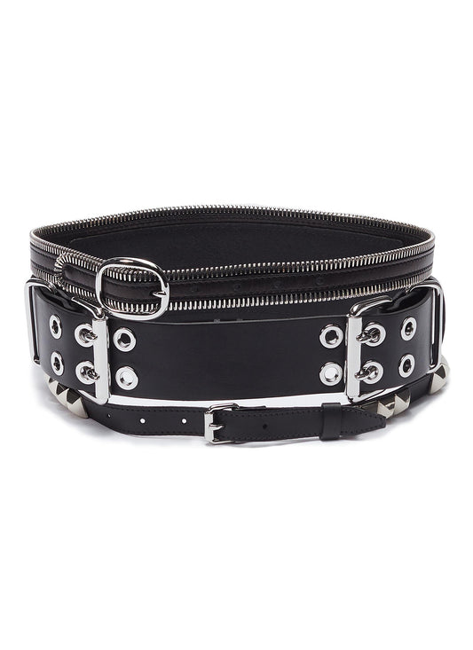 Multi stacked leather corset belt - alexanderwang - Black