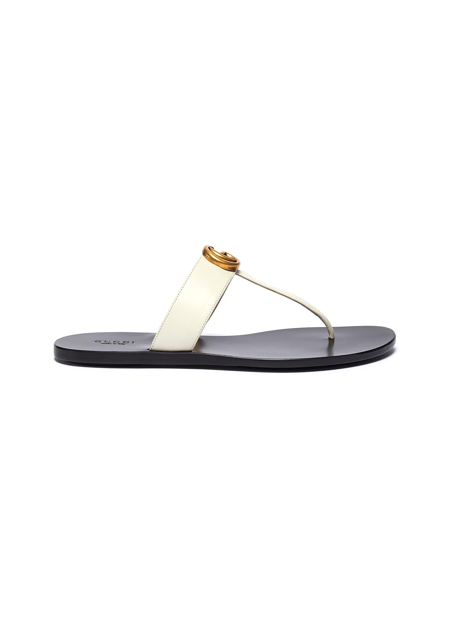 Flat Marmont' GG logo leather thong sandals - Gucci - White