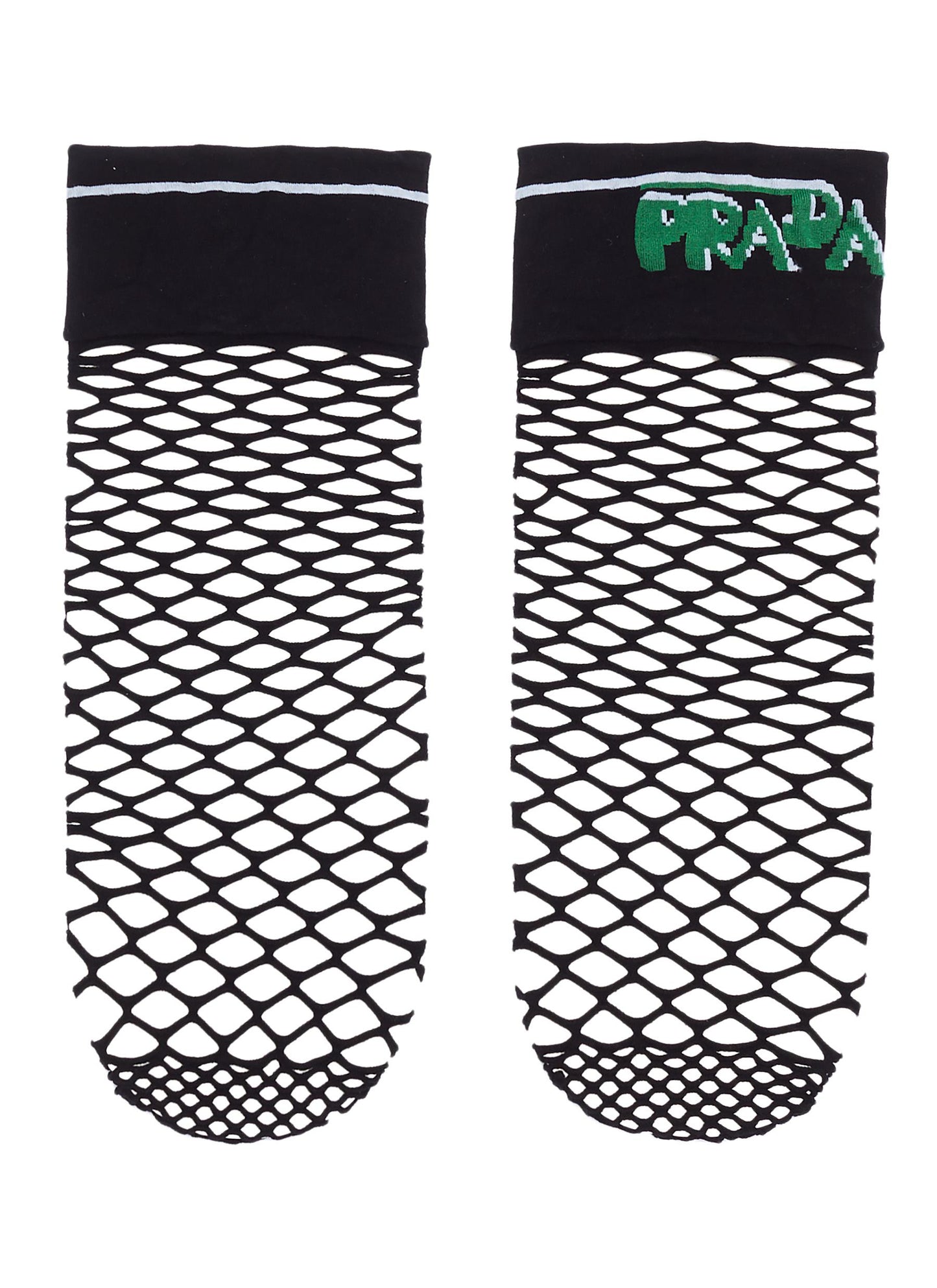 Logo intarsia cuff fishnet socks