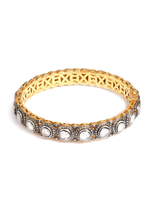 Diamond silver gold alloy bangle - Aishwarya - Metallic