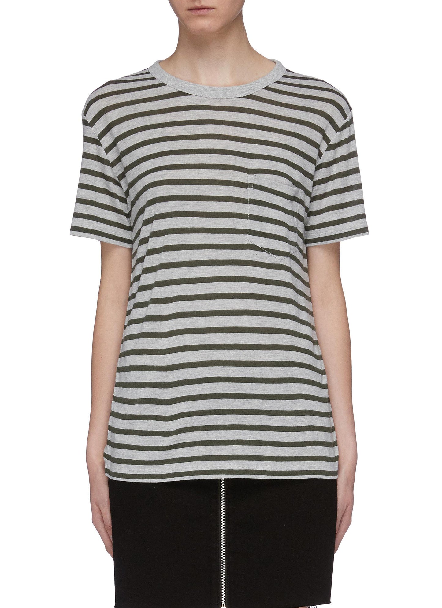 Patch pocket stripe slub jersey T-shirt - alexanderwang.t - Multi-colour