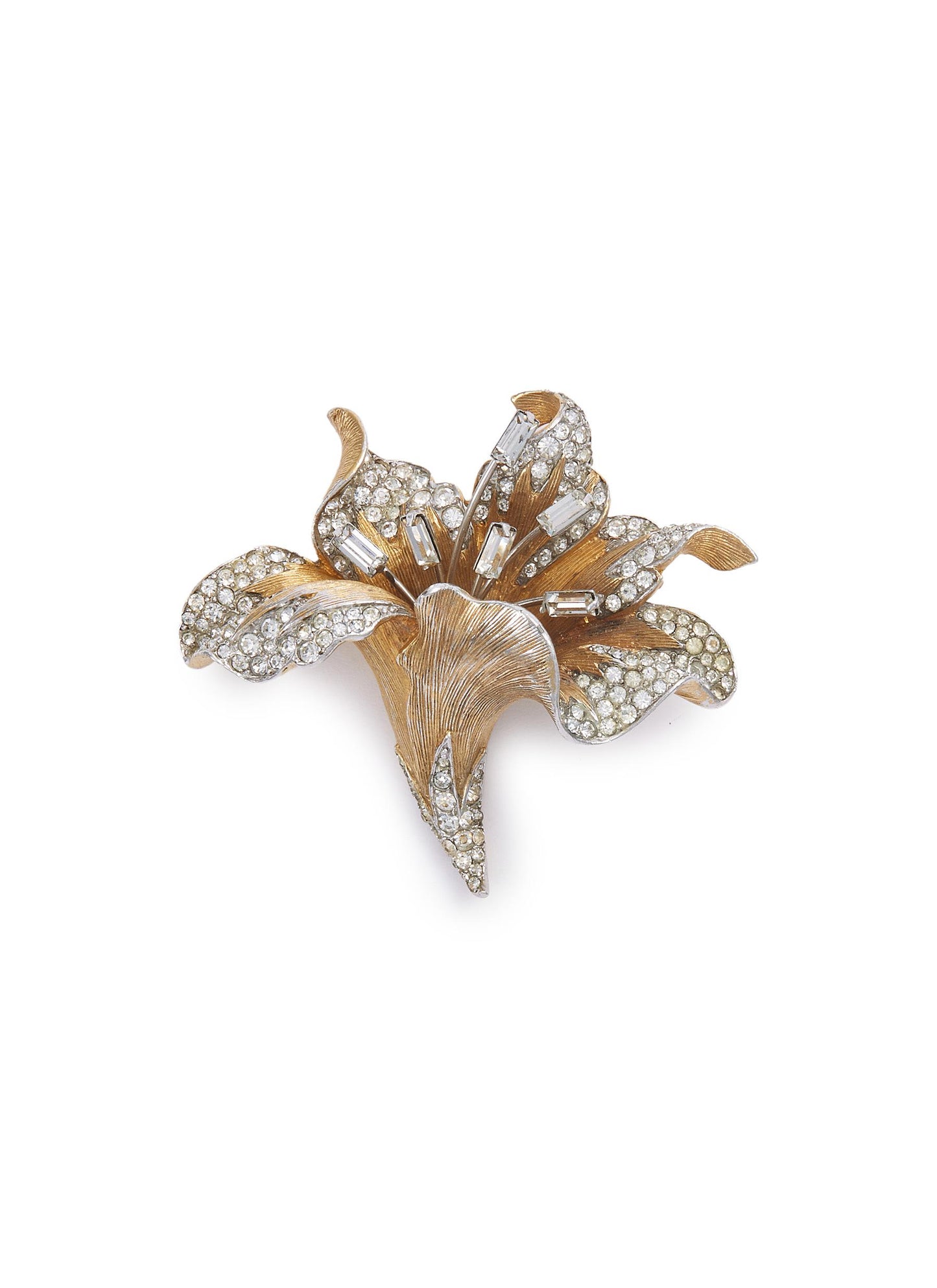 Diamanté floral brooch - Stazia Loren - Metallic