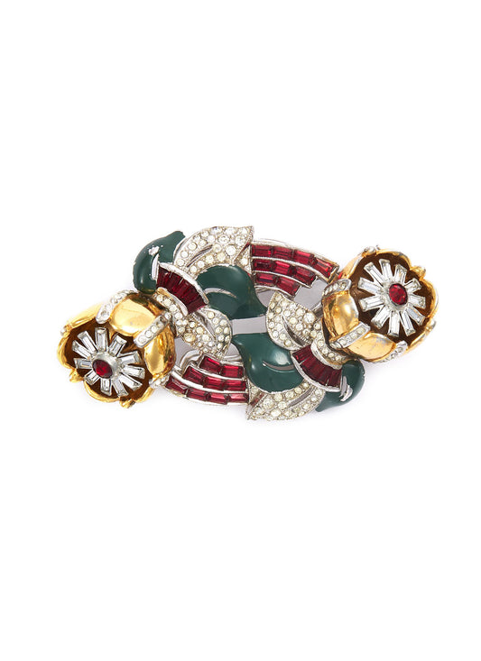 Diamanté floral brooch - Stazia Loren - Multi-colour