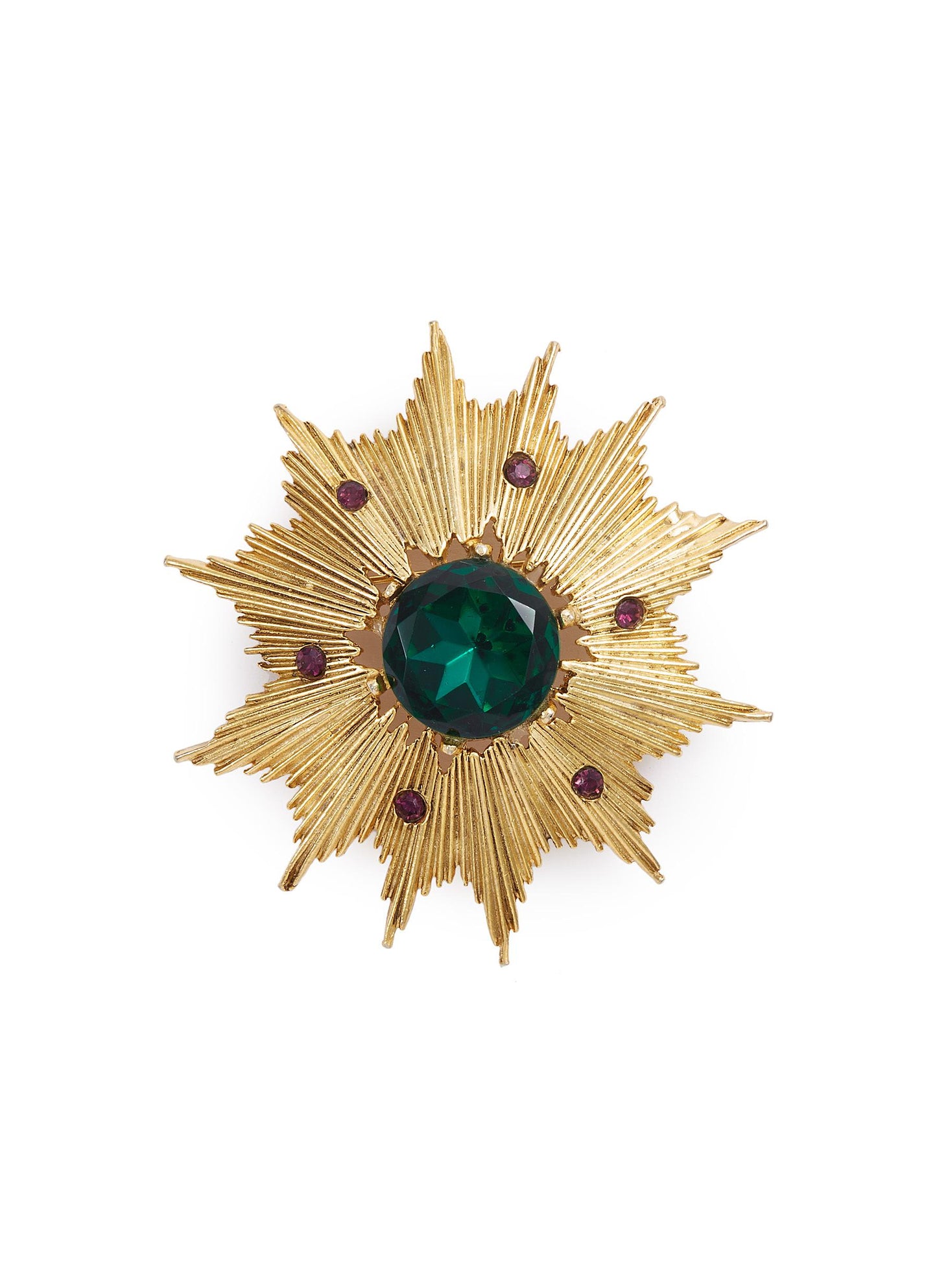 Gemstone sunburst brooch - Stazia Loren - Metallic