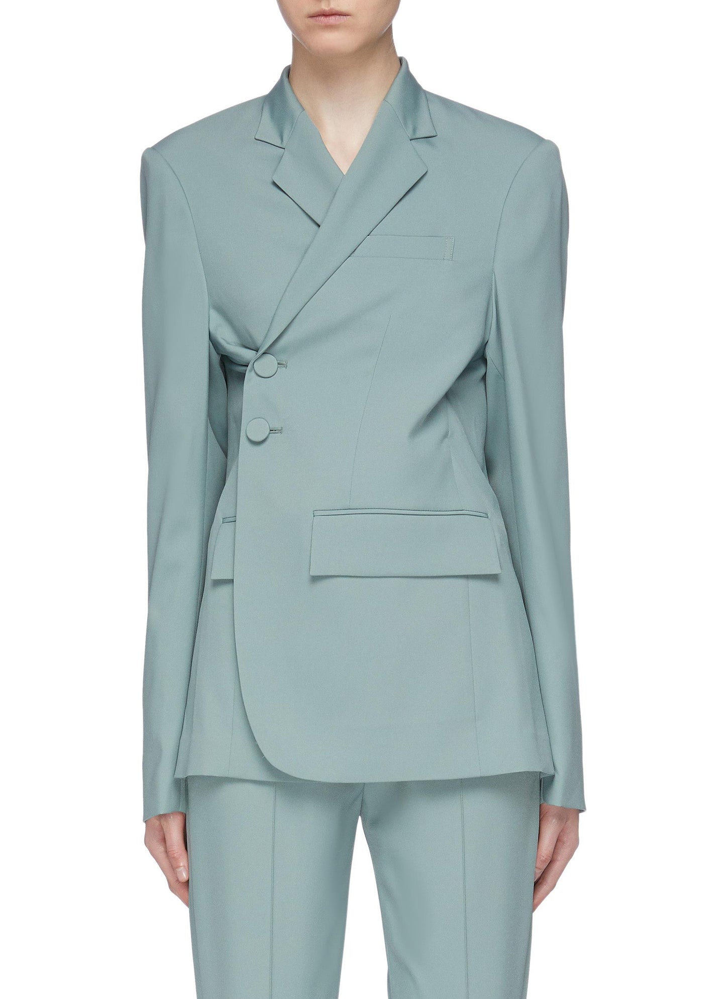 Asymmetric twill blazer - KIMHĒKIM - Green