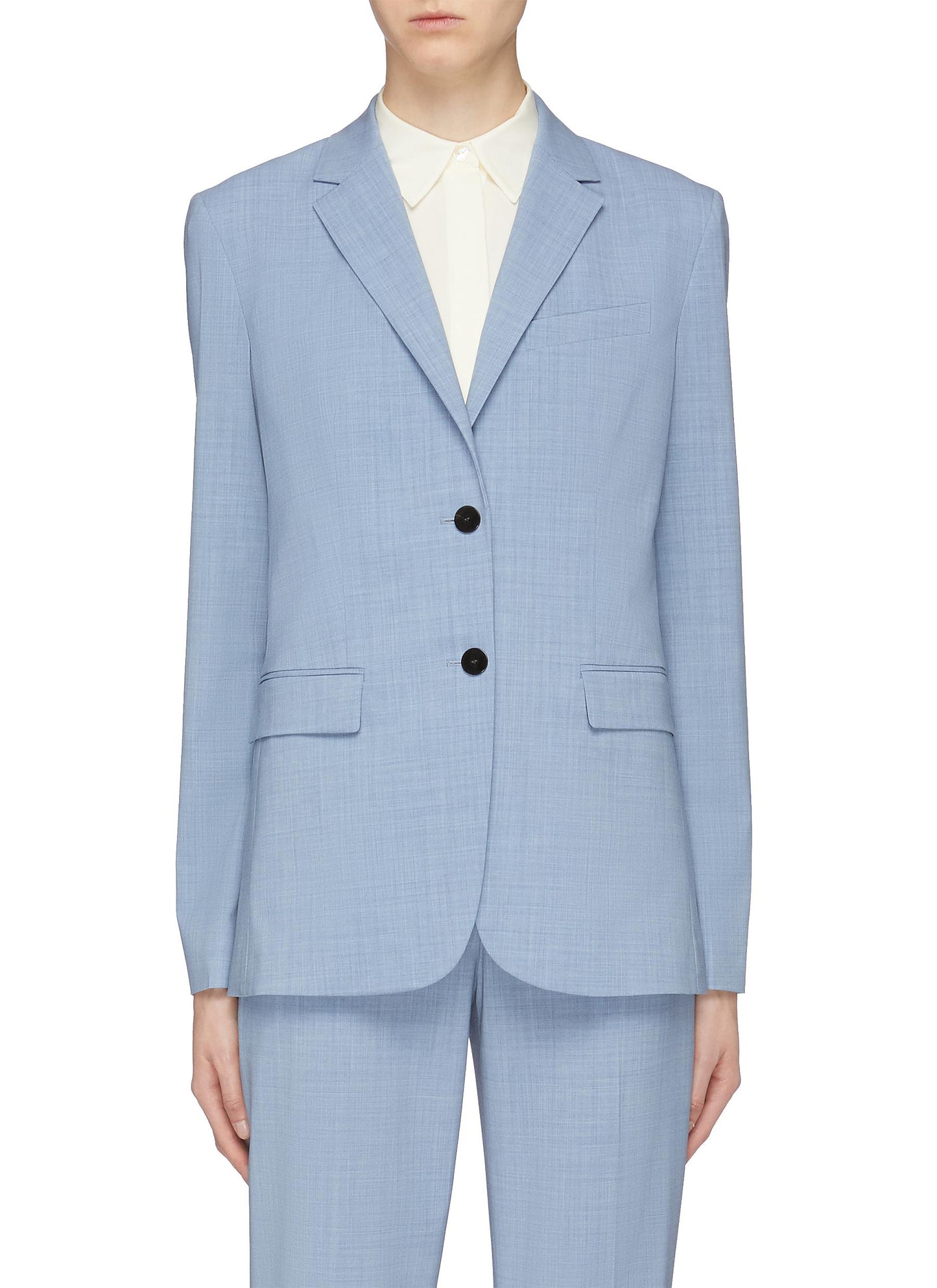 Classic' notched lapel virgin wool blazer - Theory - Blue