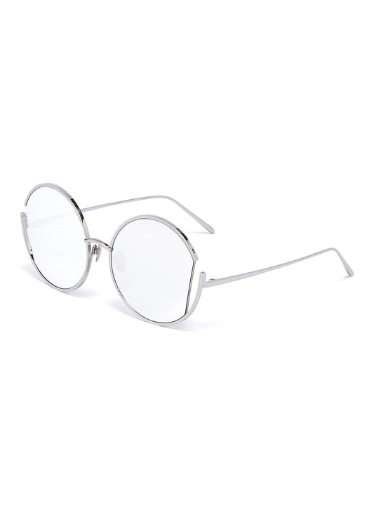 Quarry' mirror metal cutout round sunglasses - Linda Farrow - Metallic