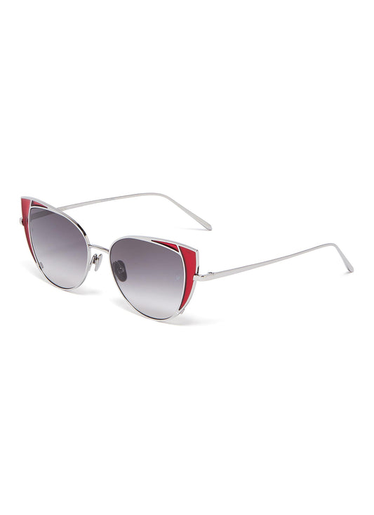 Des Veoux' contrast corner metal cat eye sunglasses - Linda Farrow - Metallic