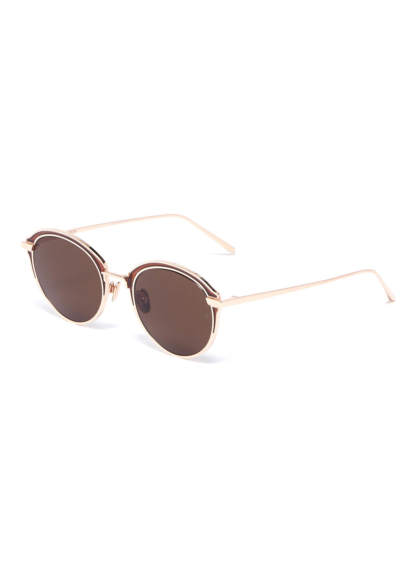 Contrast rim metal round sunglasses - Linda Farrow - Metallic