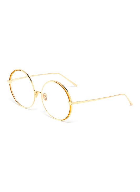 Contrast rim metal round optical glasses - Linda Farrow - Metallic