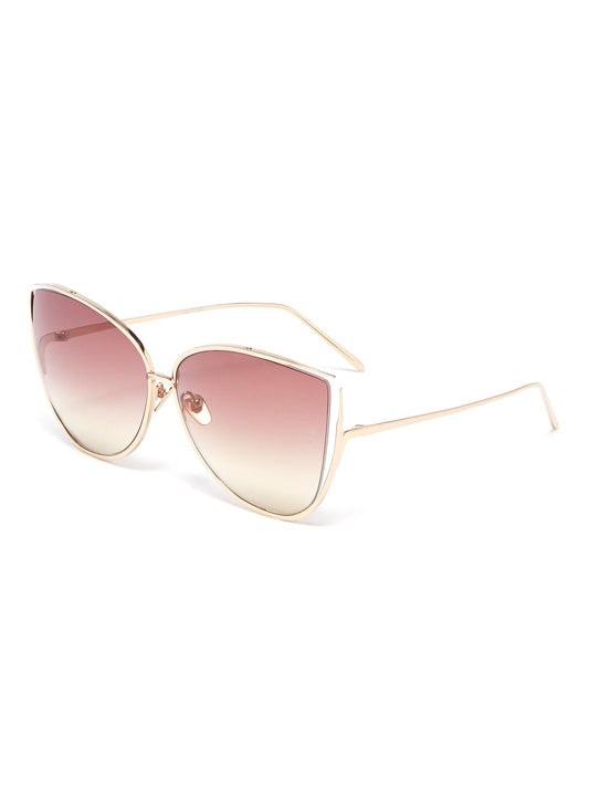 Cutout metal oversized cat eye sunglasses - Linda Farrow - Metallic