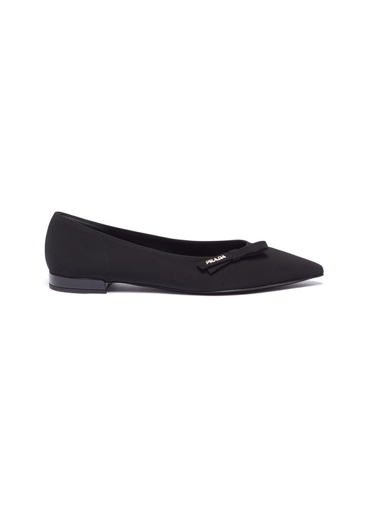 Logo bow skimmer flats - Prada - Black