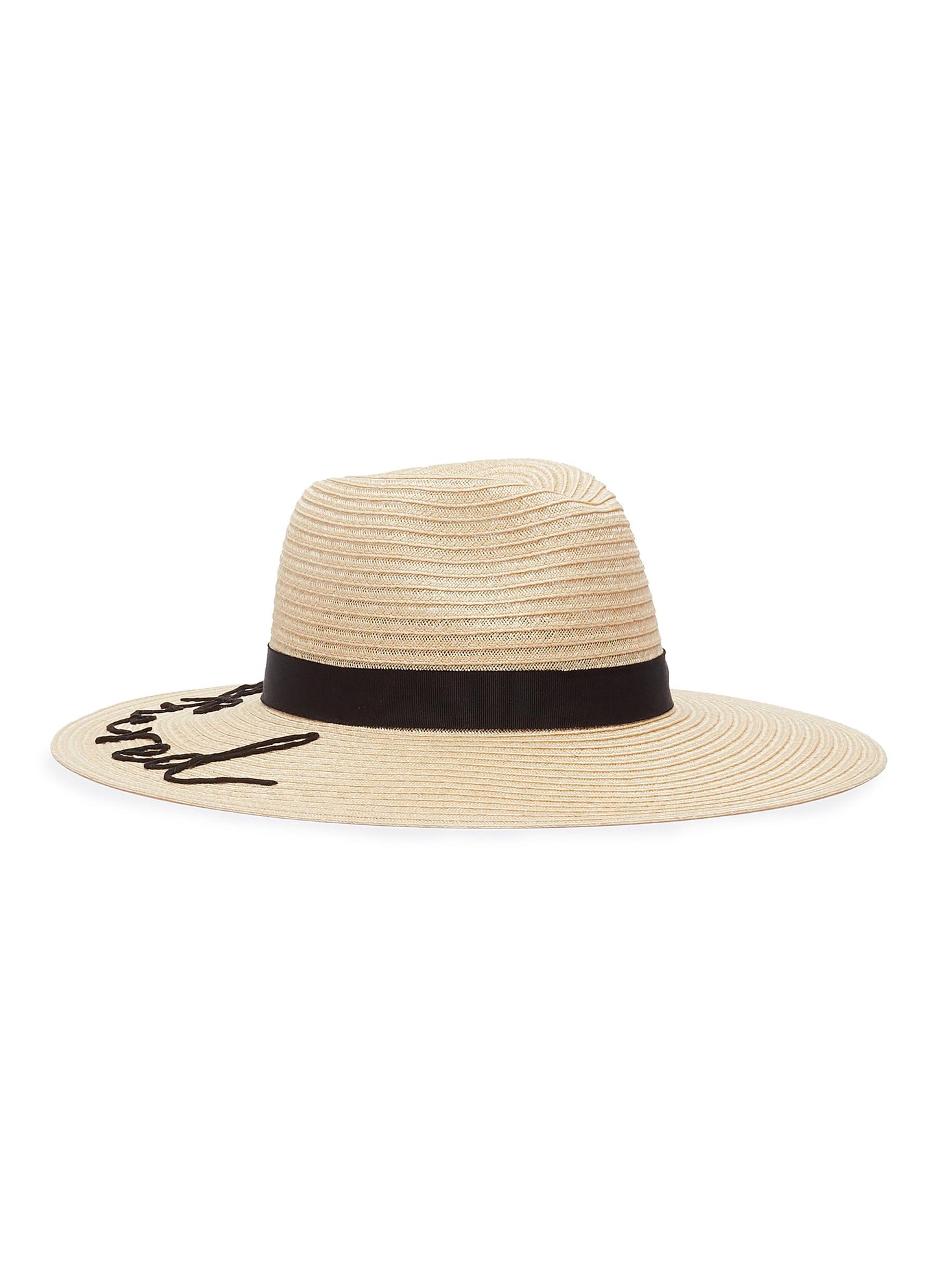 Emmanuelle' cord slogan straw fedora hat - Eugenia Kim - Neutral