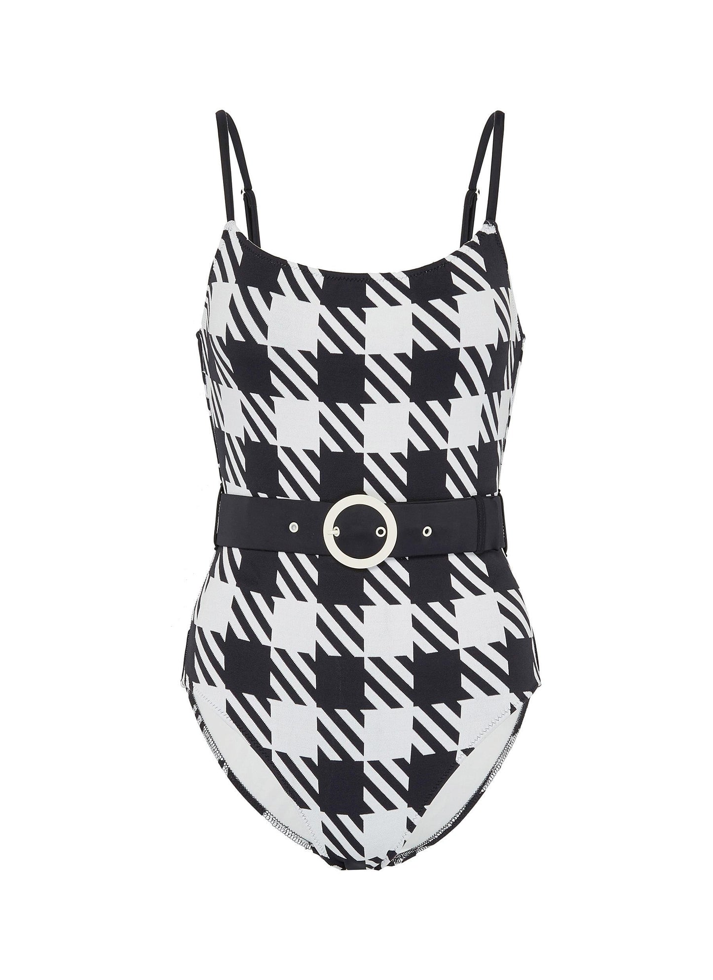 The Nina' belted gingham check one-piece swimsuit - Solid & Striped - Multi-colour