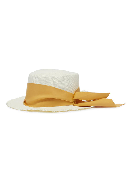 Ribbon toquilla palm straw hat - Sensi Studio - Multi-colour