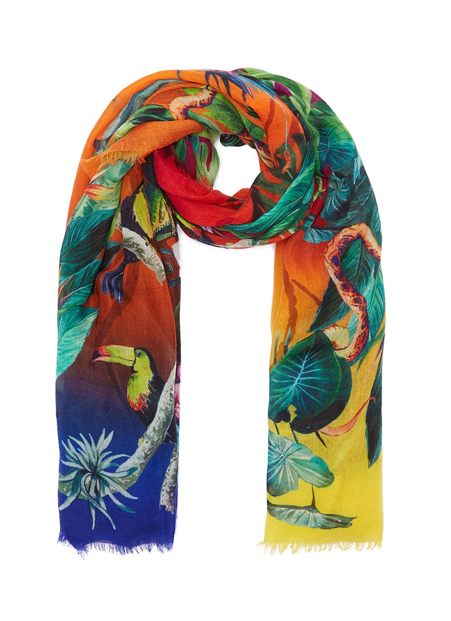 Tropical print cashmere scarf - Franco Ferrari - Multi-colour