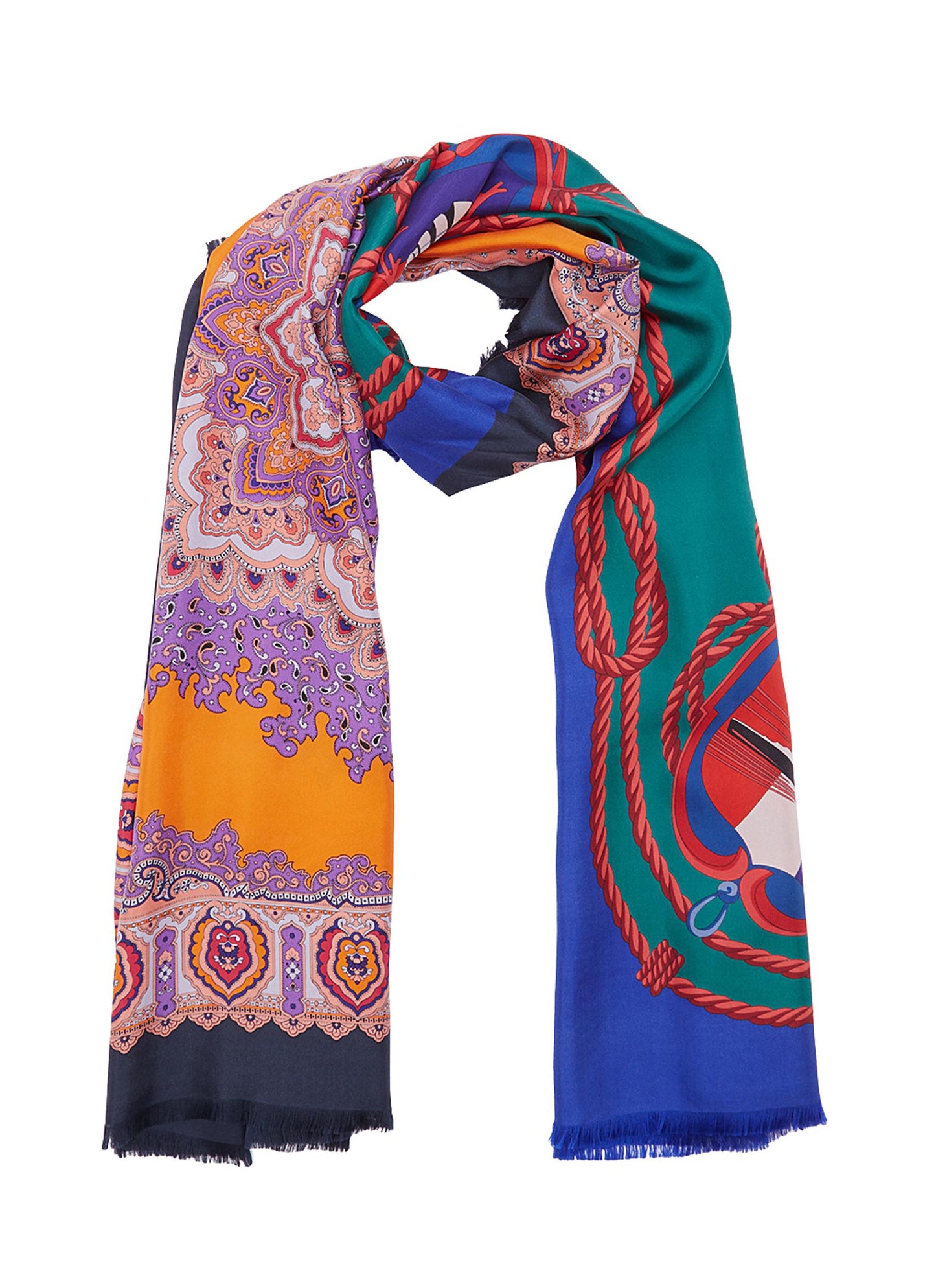 Mix collage print silk twill scarf - Franco Ferrari - Multi-colour