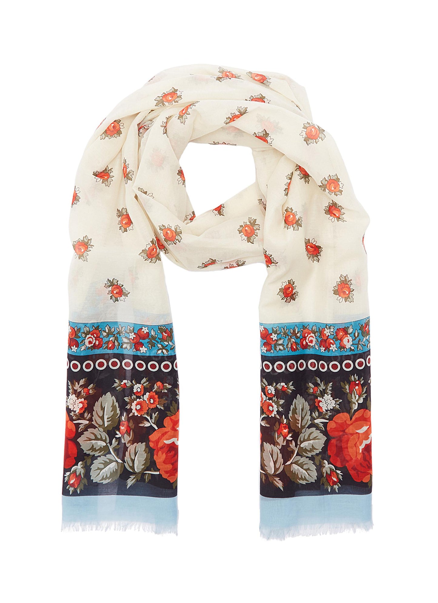 Floral print cotton-silk scarf - Franco Ferrari - Multi-colour