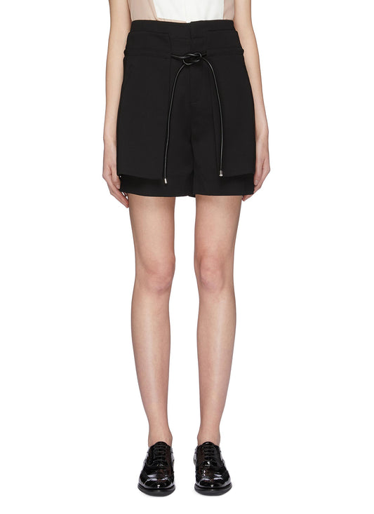 Double layered belted shorts - Sans Titre - Black