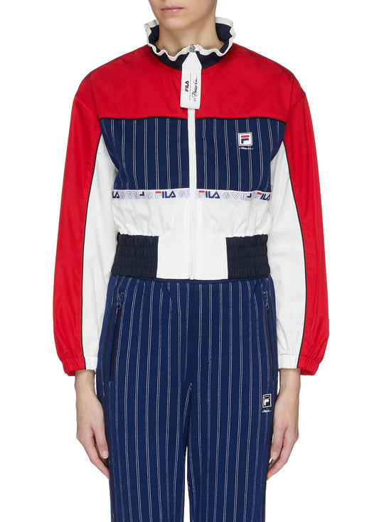 Ruffle stand collar colourblock cropped jacket - FILA x 3.1 Phillip Lim - Multi-colour