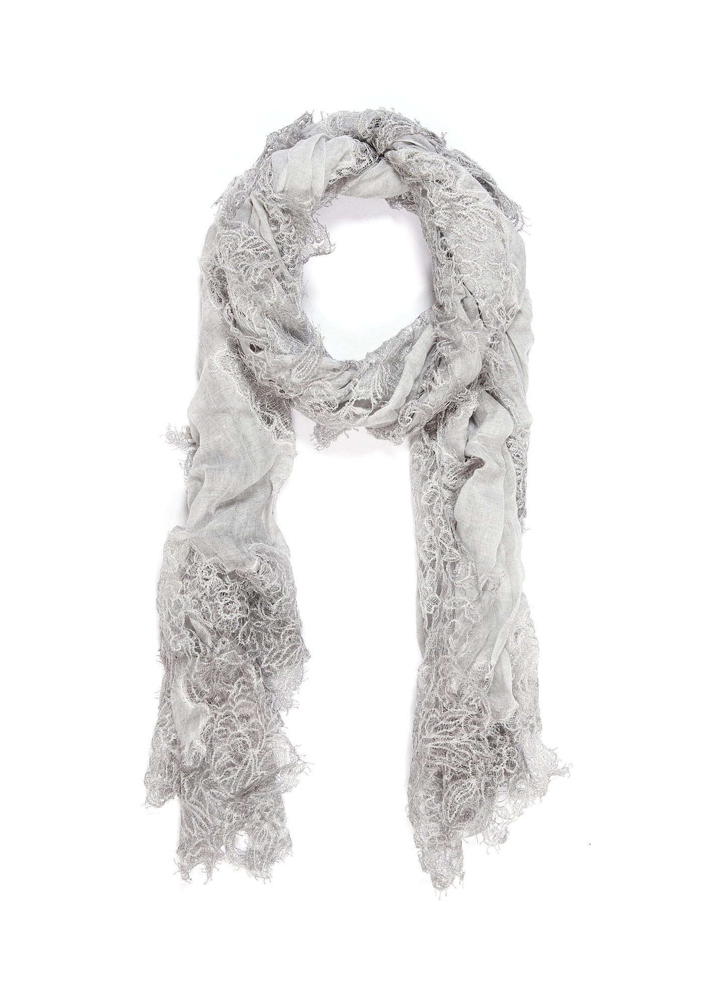 Jolie' Chantilly lace border gauze scarf - Faliero Sarti - Grey