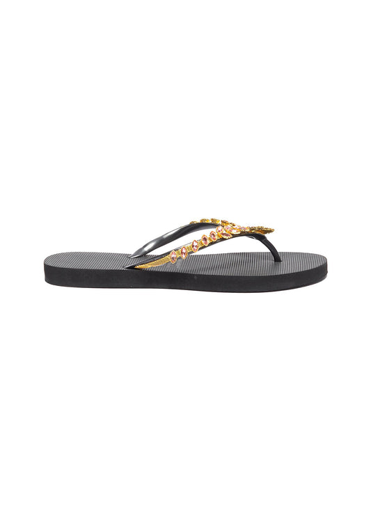 Illusion Pink' crystal PVC thong sandals - Uzurii - Black