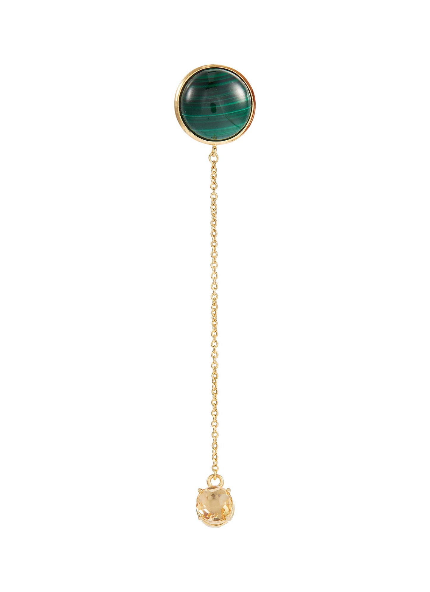 Green Zeit' malachite drop earrings - OLIVIA YAO - Metallic