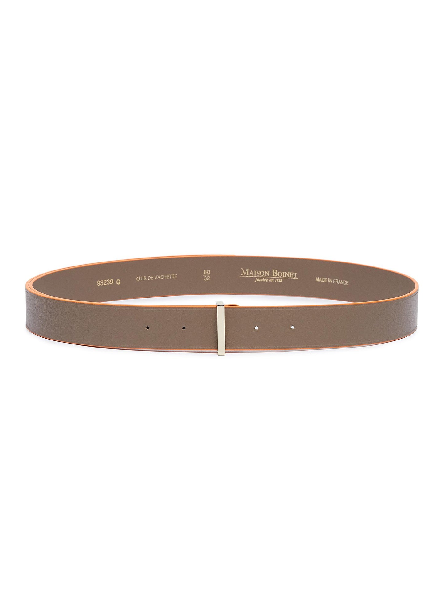 Contrast border vachetta leather belt - Maison Boinet - Orange