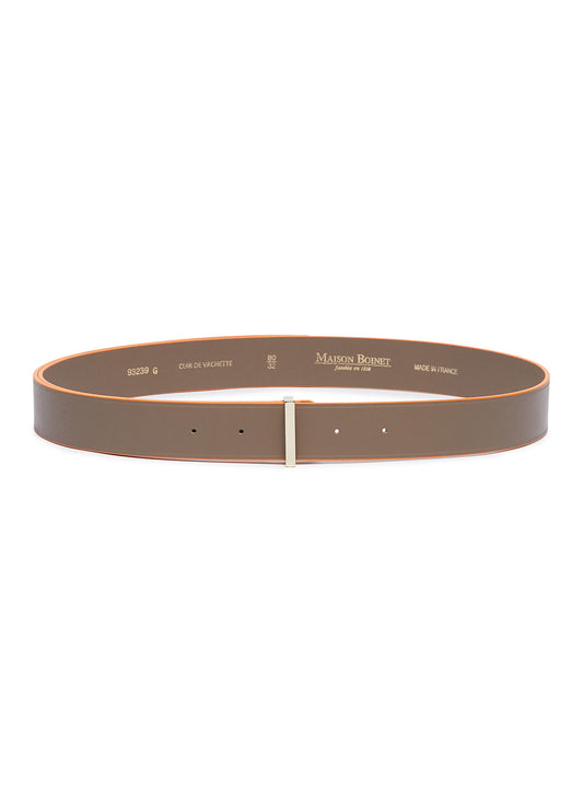 Contrast border vachetta leather belt - Maison Boinet - Orange