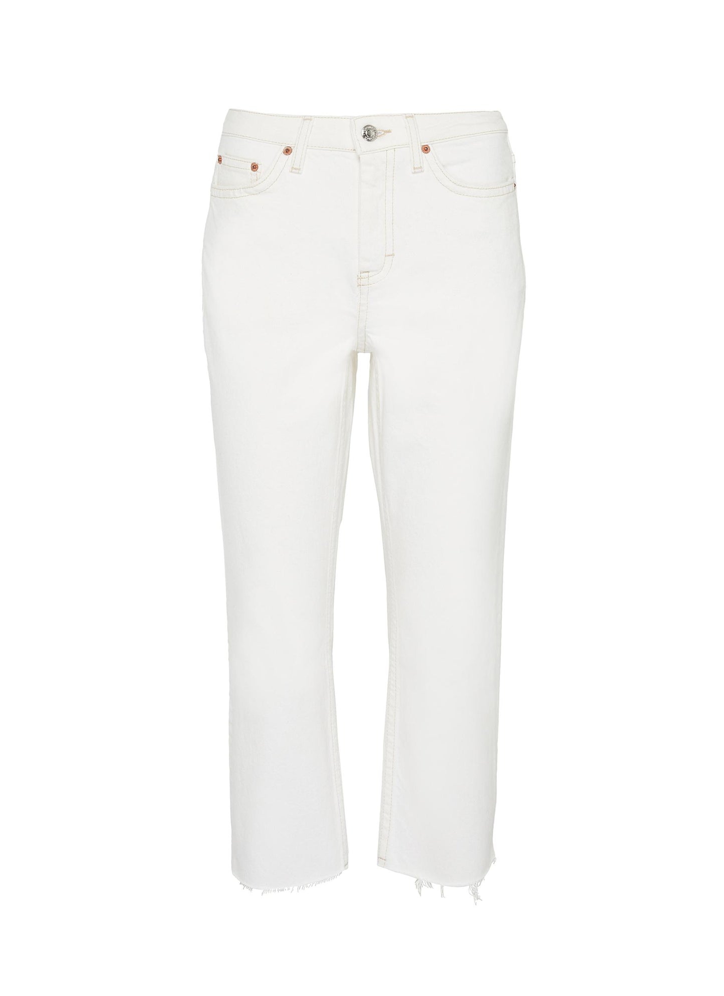 Petite raw cuff straight leg jeans