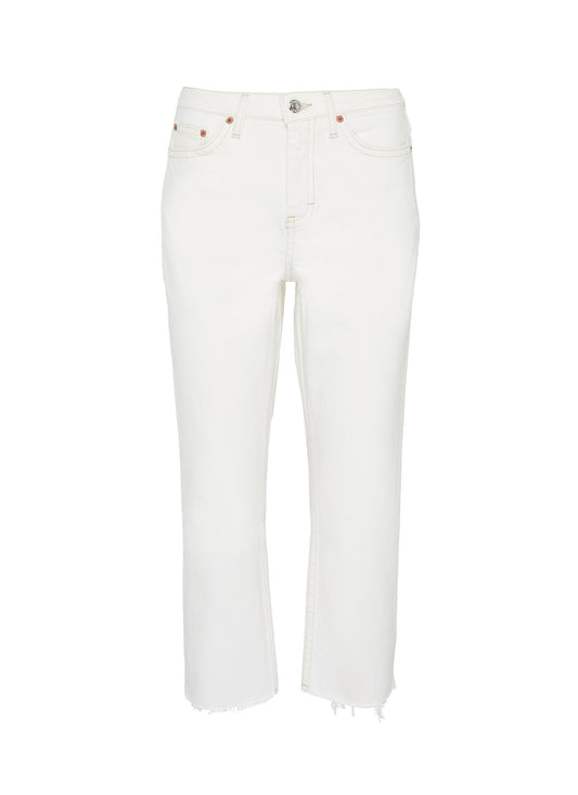 Petite raw cuff straight leg jeans