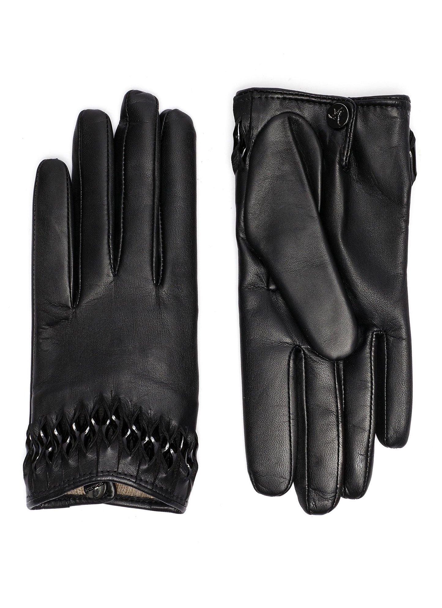 Milan' braided cuff leather gloves