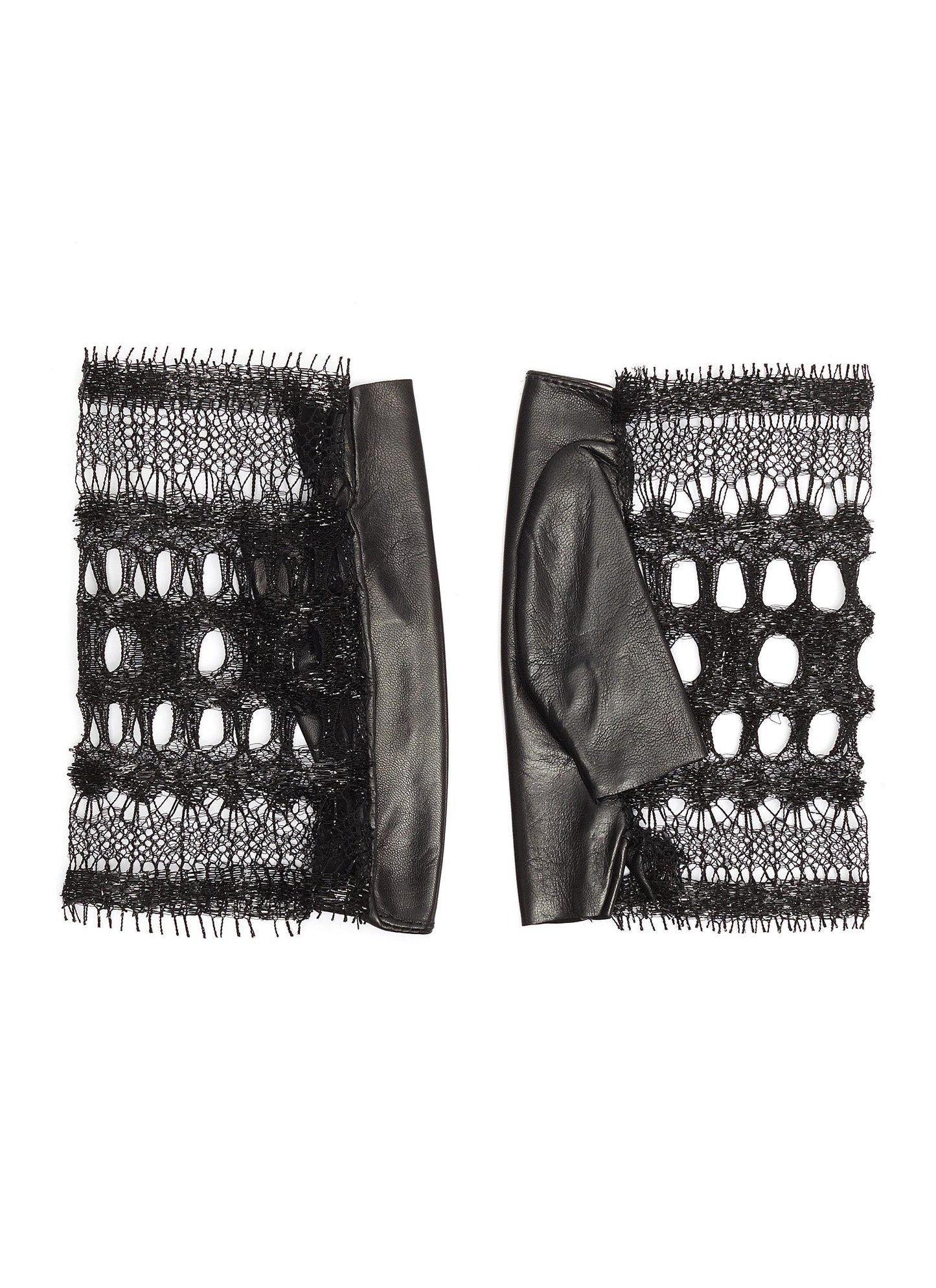 Calais' French lace leather panel gloves