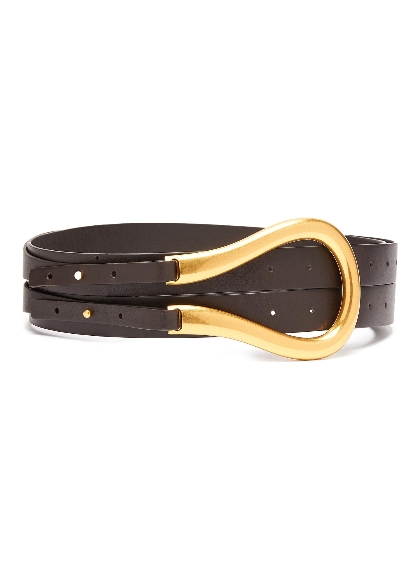 Horseshoe buckle leather belt