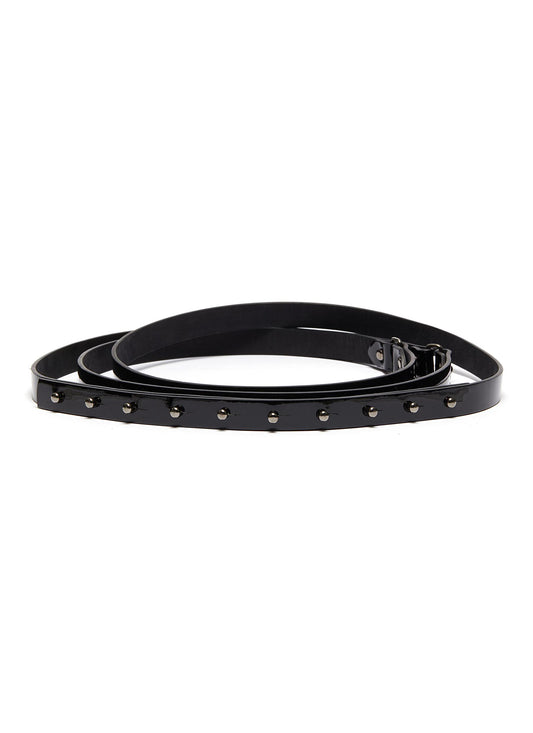 Rivet stud patent leather belt