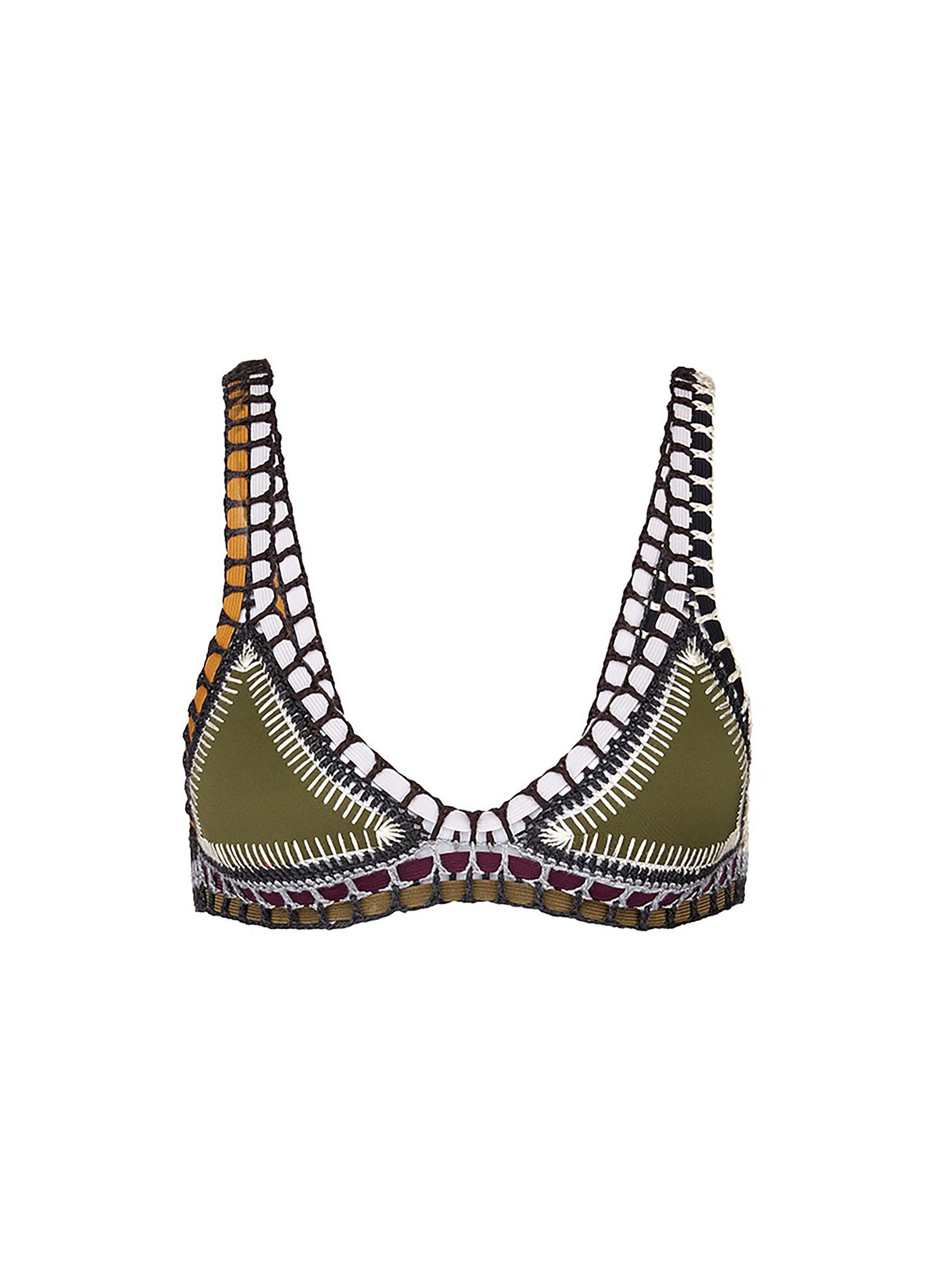 WREN' CROCHET TRIM TRIANGLE BIKINI TOP - KIINI - Multi-colour