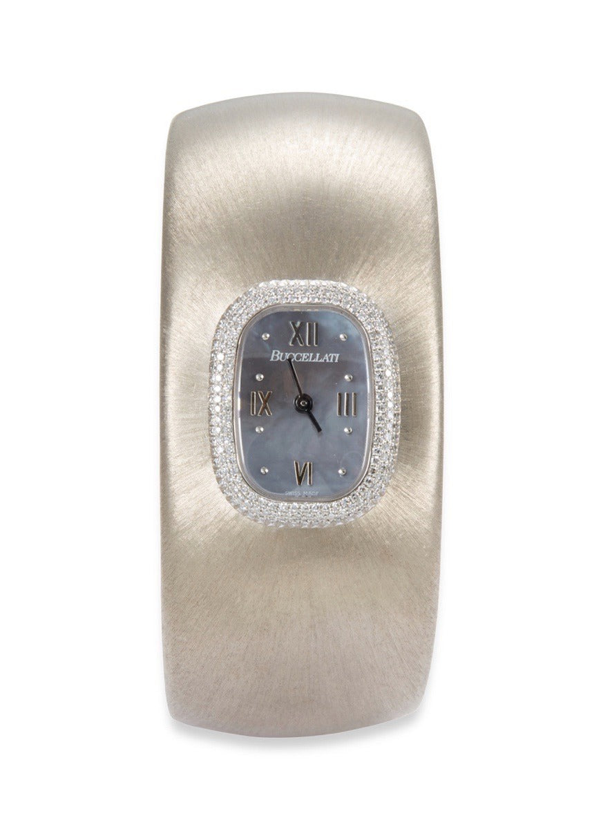 Cleopatra' diamond 18k white gold cuff watch - Buccellati Watches - White