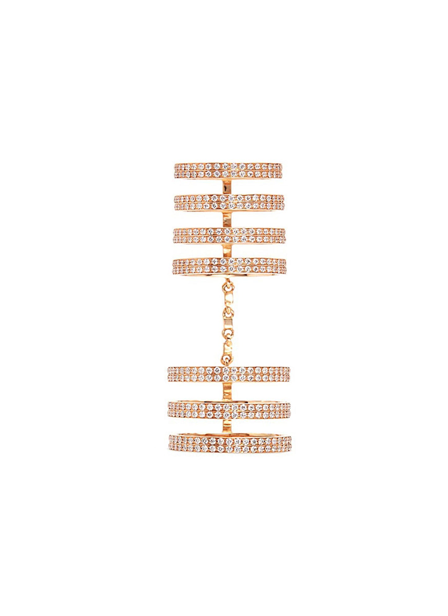 Berbère' diamond 18k rose gold seven row linked ring - REPOSSI - Metallic