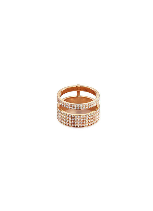 Berbère Module' diamond 18k rose gold two row ring - REPOSSI - Metallic