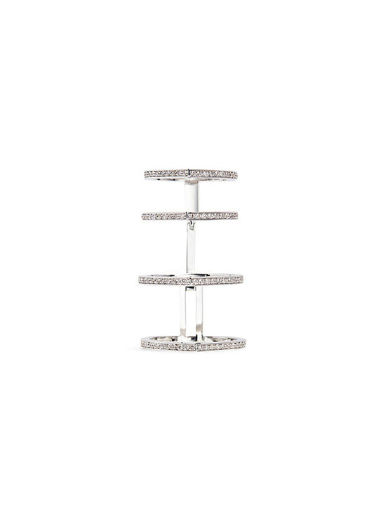 Antifer' diamond 18k white gold four row linked ring - REPOSSI - Metallic