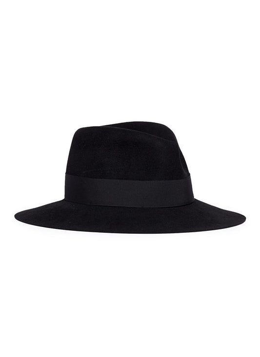 Virginie' swirl rabbit furfelt fedora hat - Maison Michel - Black