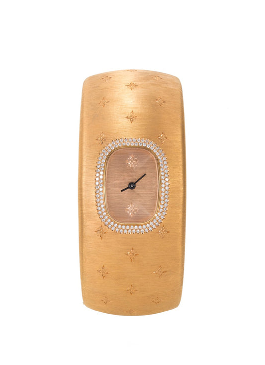 Cleopatra Losanghe Bizantine' diamond 18k rose gold cuff watch - Buccellati Watches - Metallic