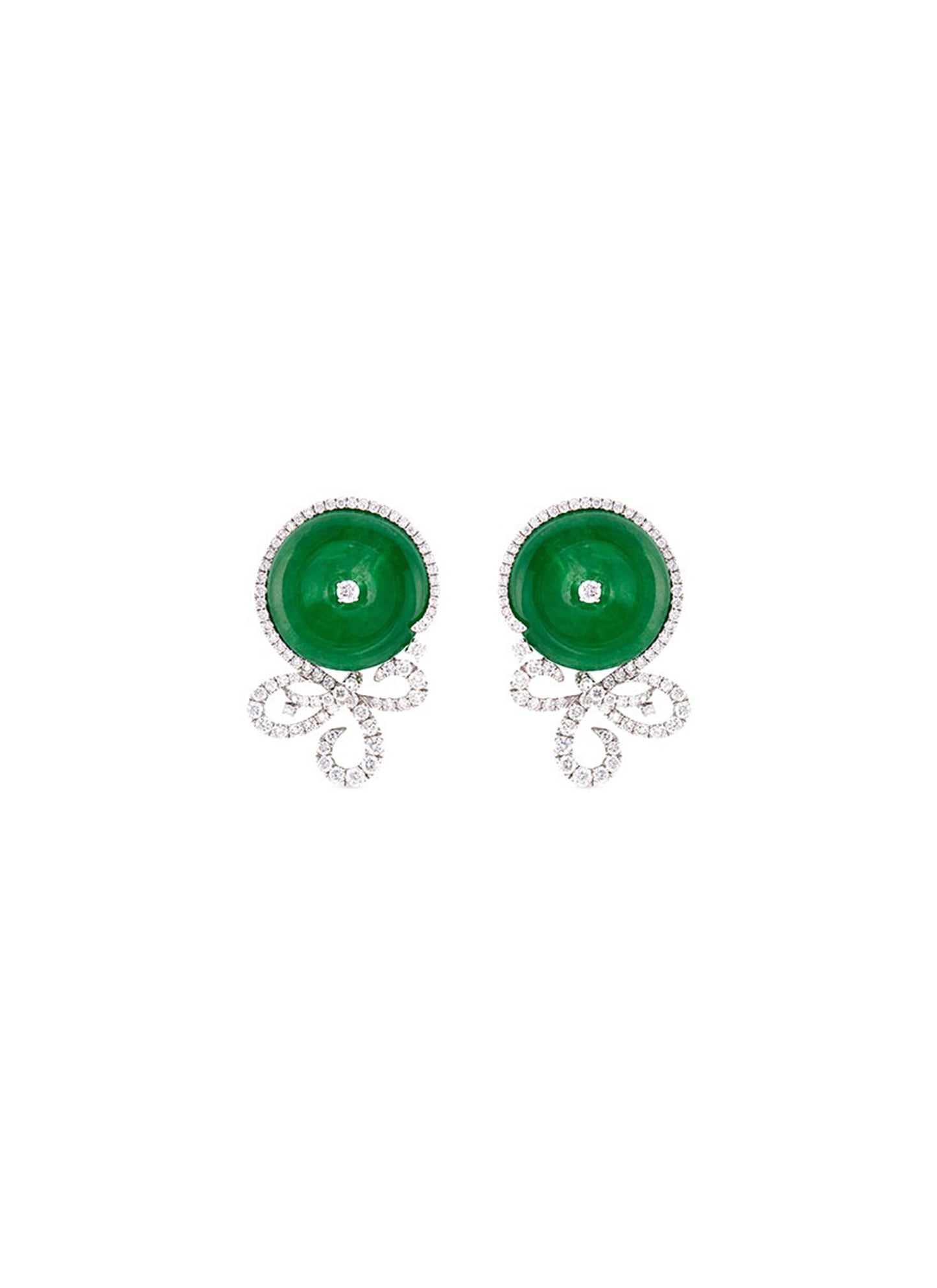 Diamond jade swirl earrings - Samuel Kung - Green