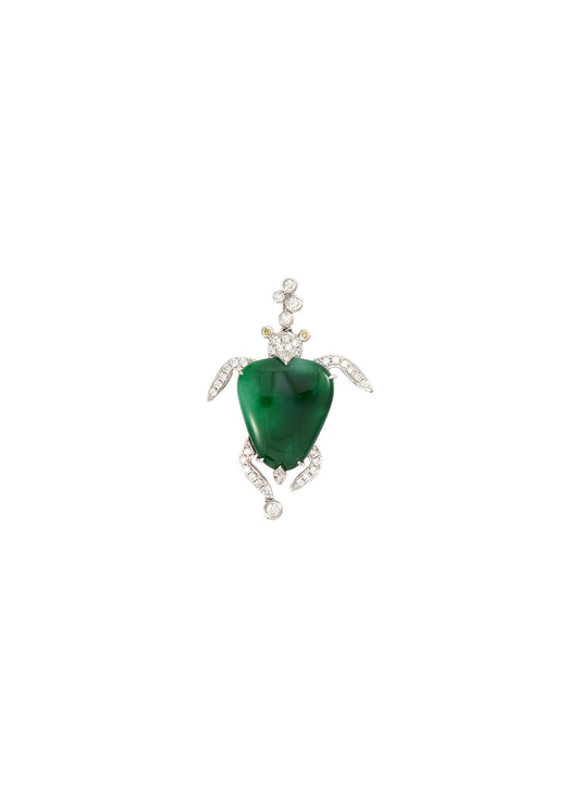 Diamond jade 18k white gold pendant - Samuel Kung - Metallic