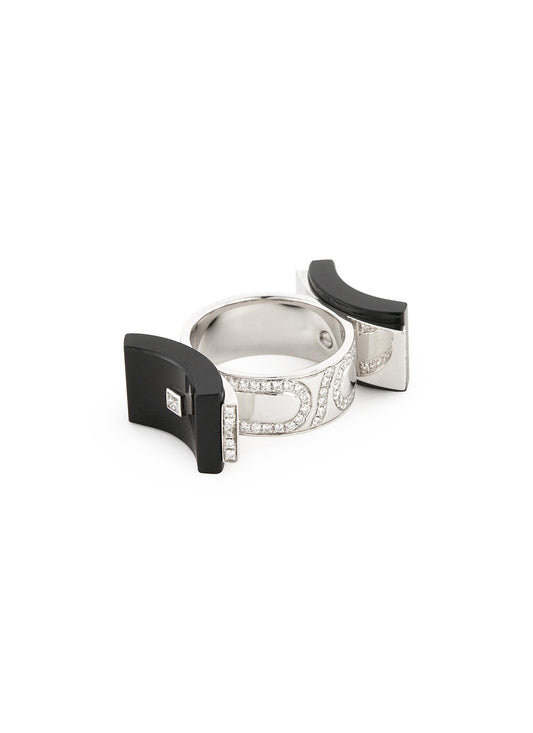 Diamond jade 18k white gold ring - Samuel Kung - Metallic